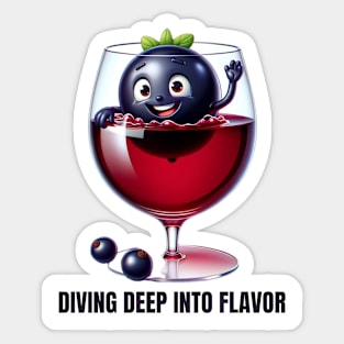 Berry Dive - Diving Deep into Flavor Wine Connoisseur Tee Sticker